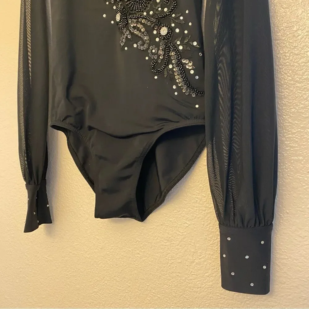 Weissman contemporar lyrical Dance costume black illusion mesh sleeve MT11817 MC